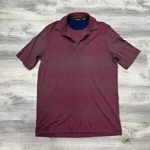 Bobby Jones Golf Polo Shirt Striped Performance Casual Top Burgundy‎ M